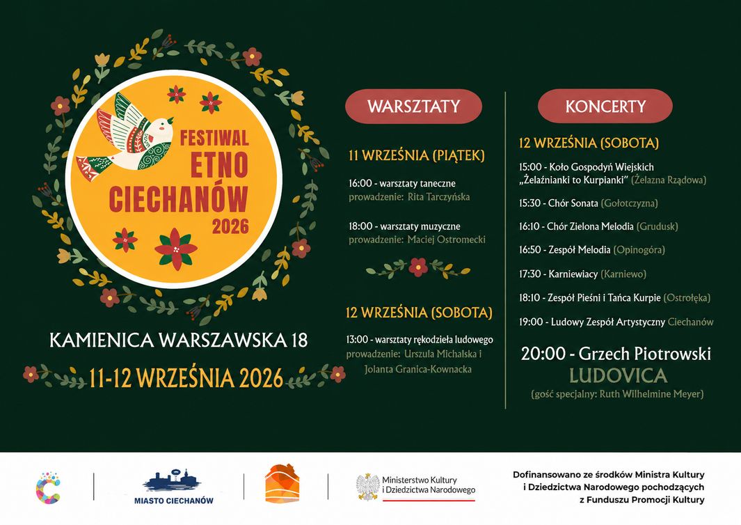Etno Ciechanów 2026. Dwa dni warsztatów, muzyki i tradycji