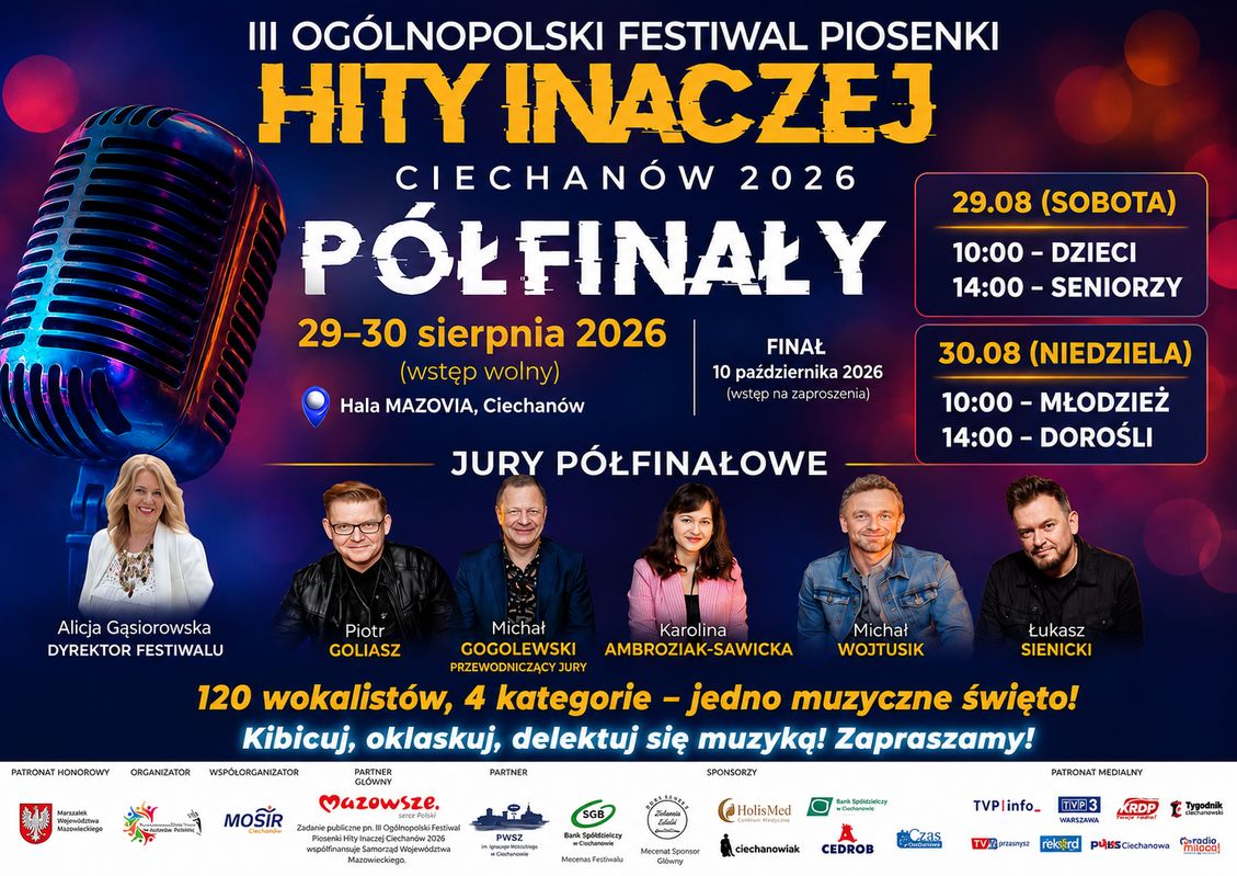 120 wokalistów powalczy w Ciechanowie. Półfinały festiwalu „Hity Inaczej”