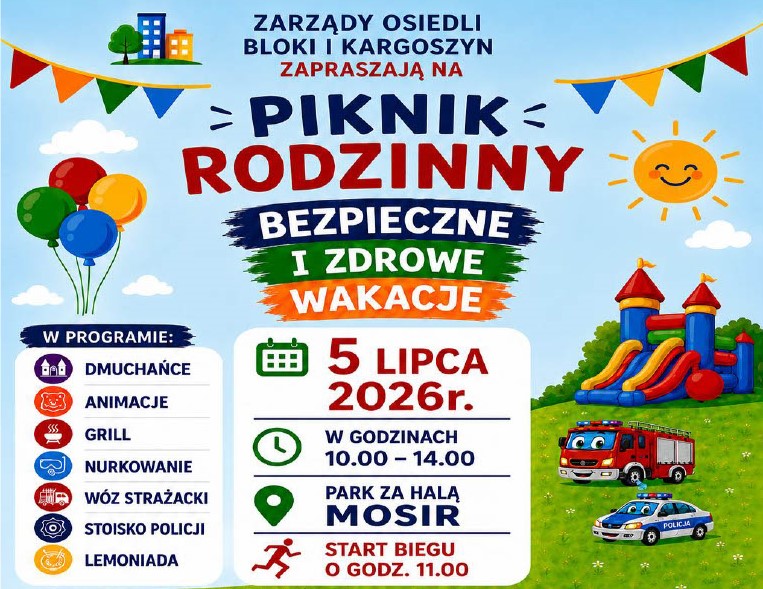 W niedzielę w Ciechanowie odbędzie się Piknik Rodzinny „Bezpieczne i Zdrowe Wakacje”
