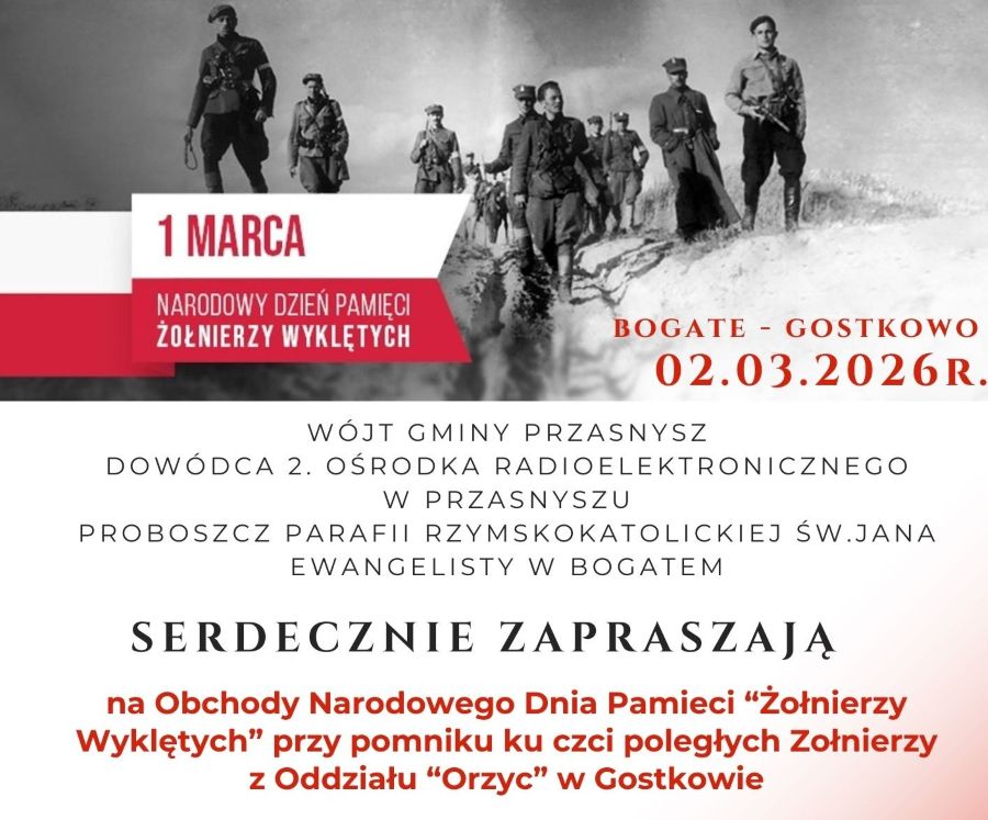 Gmina Przasnysz zaprasza na Obchody Narodowego Dnia Pamięci Żołnierzy Wyklętych