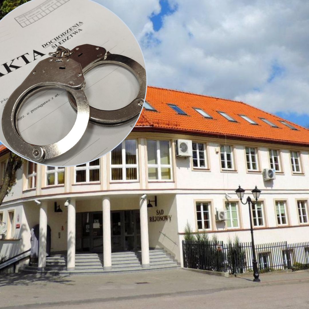 budynek sądu rejonowego w pułtusku, akta, kajdanki, śledztwo
