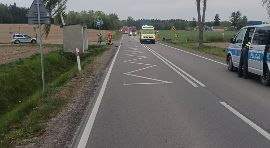 Tragiczny wypadek na drodze wojewódzkiej. Nie żyje rowerzysta